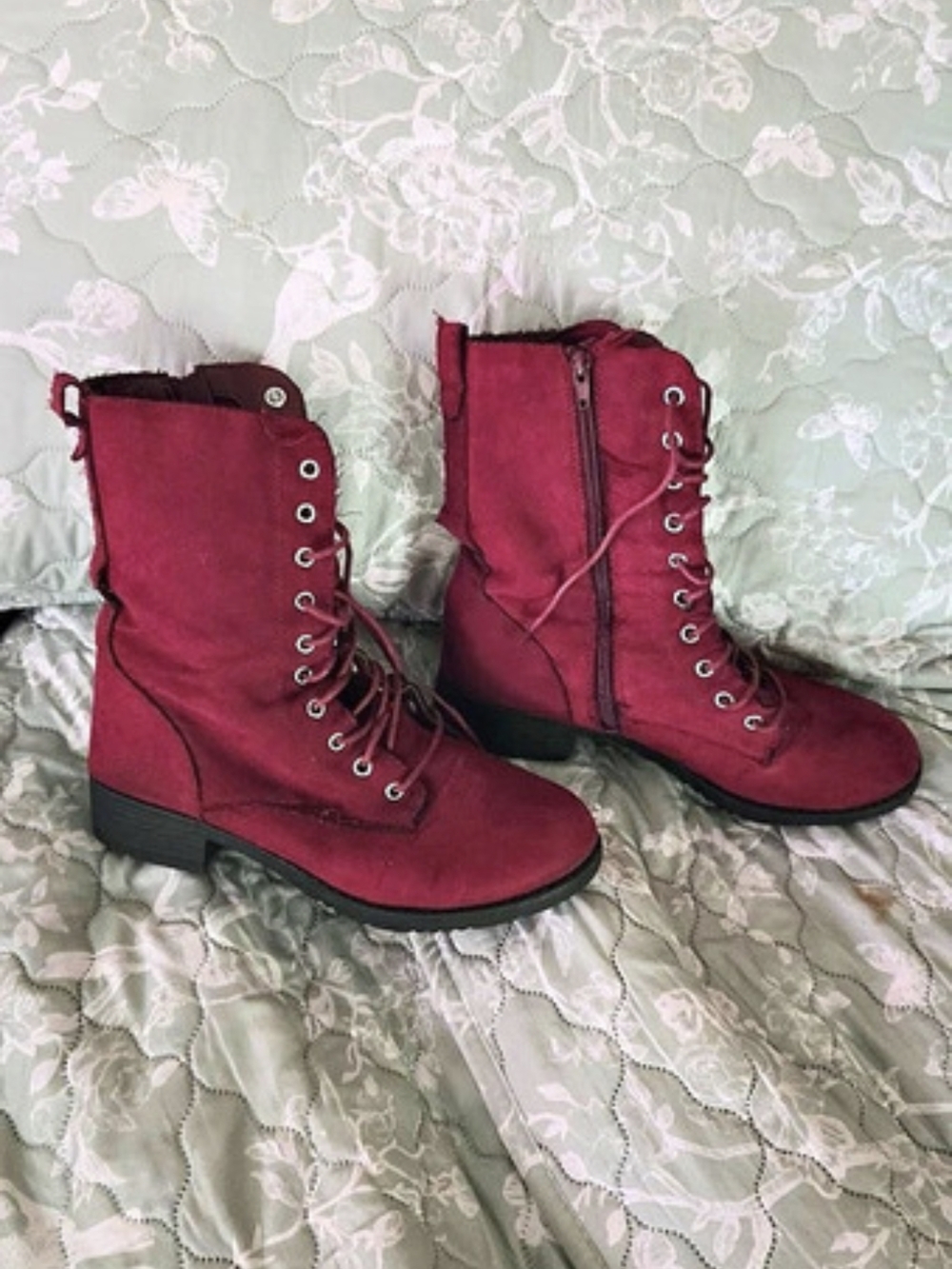 Women's Rouge Helium Red Lace-Up Combat Boots